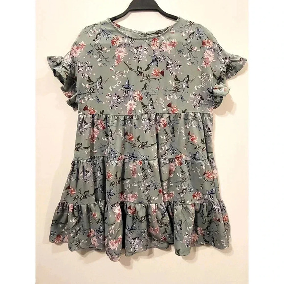 SHEIN Keyhole Back Flounce Sleeve Floral Smock Dress - Picture 3 of 8